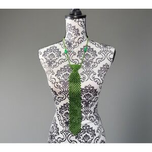 Beaded Green Tie Necklace Irish Ireland St. Patrick's Day Mardi Gras